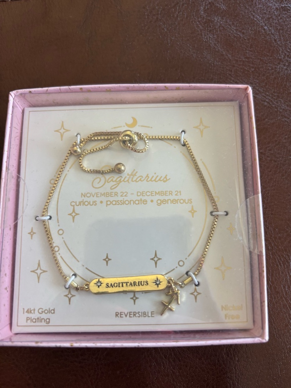 Sagittarius Gold Plated Reversible Bracelet
